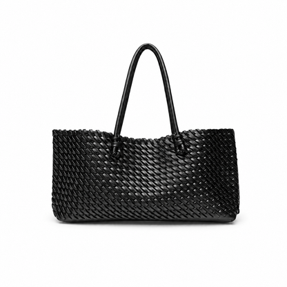 Woven Top-Handle Shopper Tote Bag
