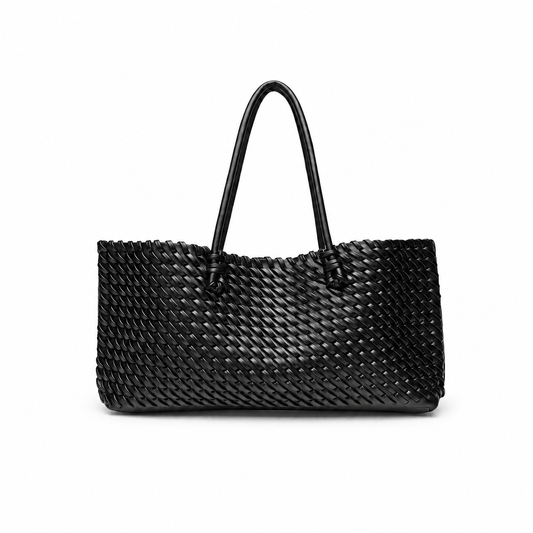 Woven Top-Handle Shopper Tote Bag