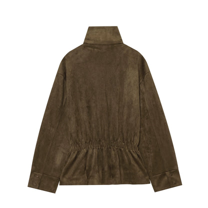 Vintage Faux Suede Belted Jacket