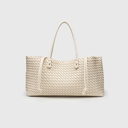 Woven Top-Handle Shopper Tote Bag