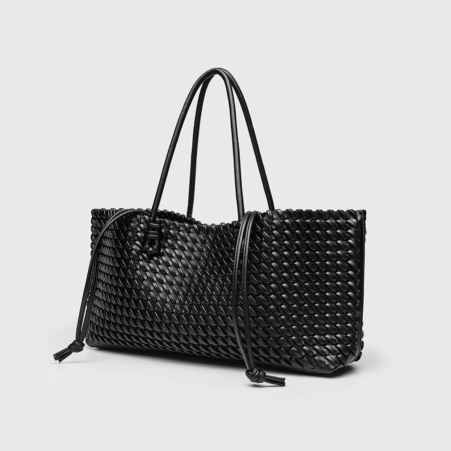 Woven Top-Handle Shopper Tote Bag
