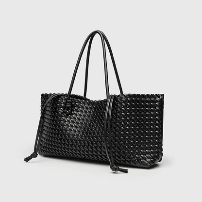 Woven Top-Handle Shopper Tote Bag