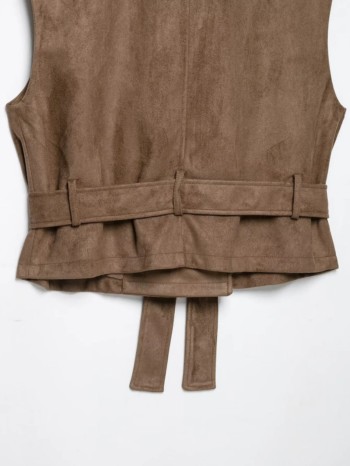 Vintage Faux Suede Belted Cropped Vest