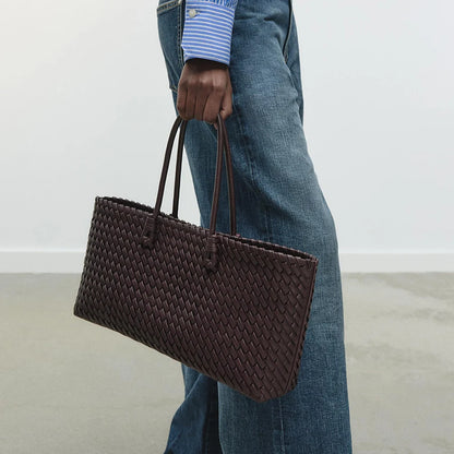 Woven Top-Handle Shopper Tote Bag