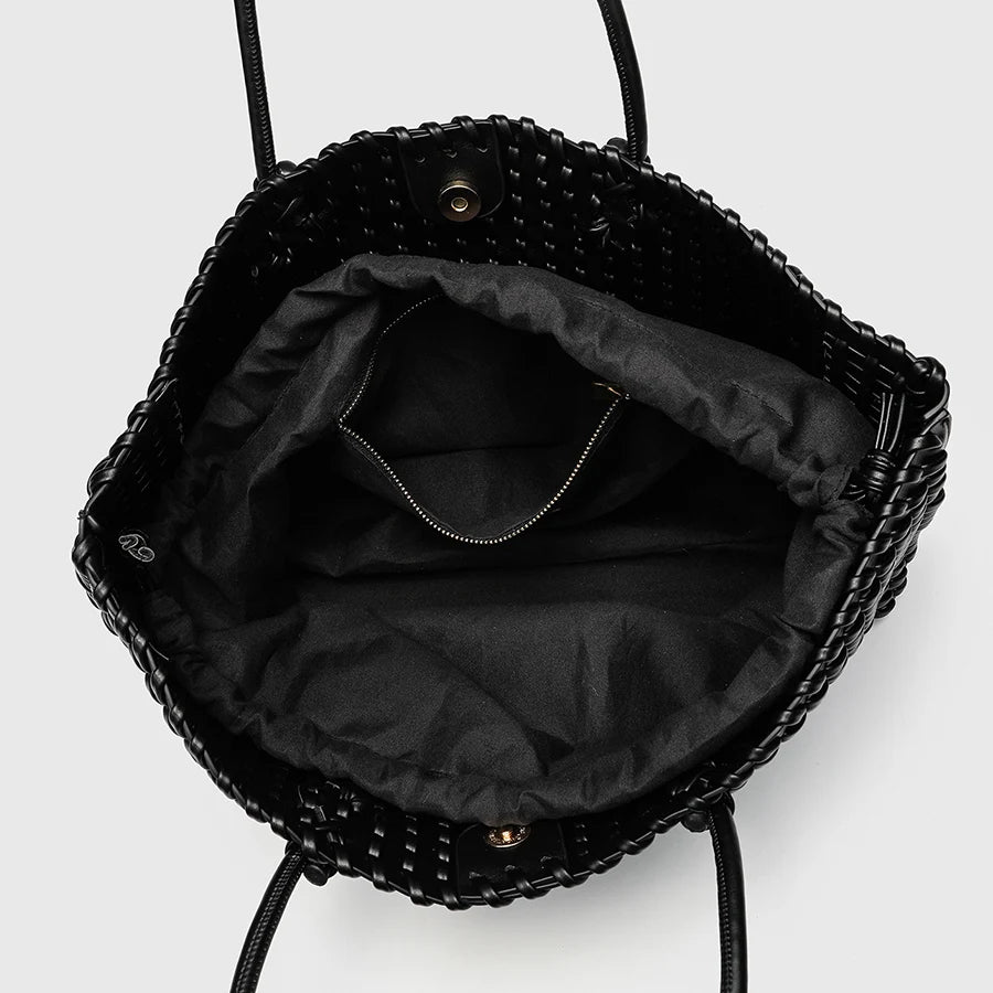 Woven Top-Handle Shopper Tote Bag