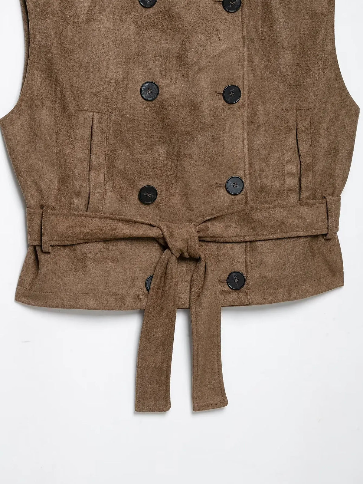 Vintage Faux Suede Belted Cropped Vest