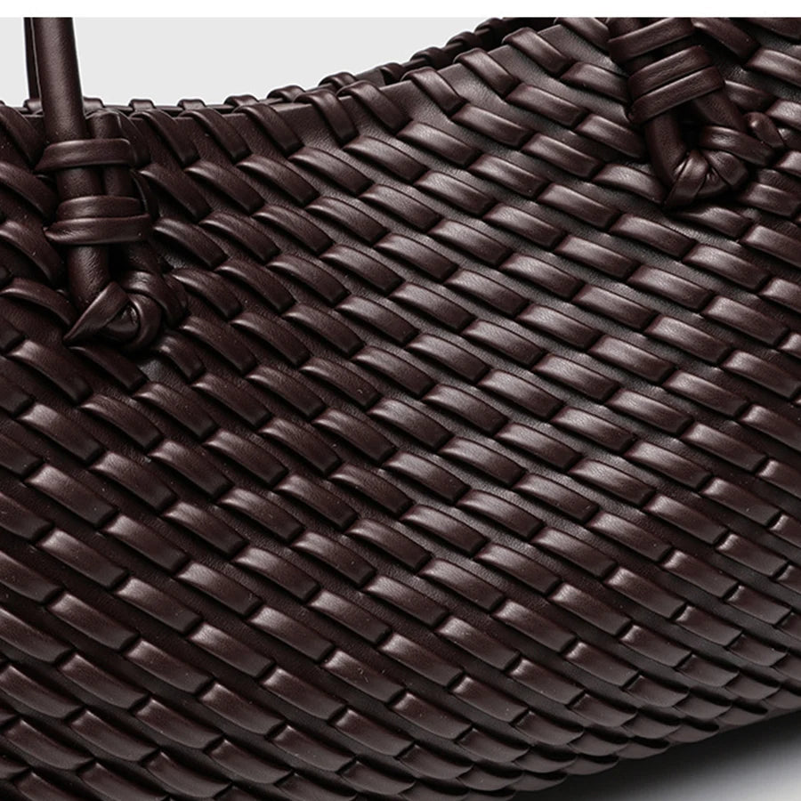 Woven Top-Handle Shopper Tote Bag