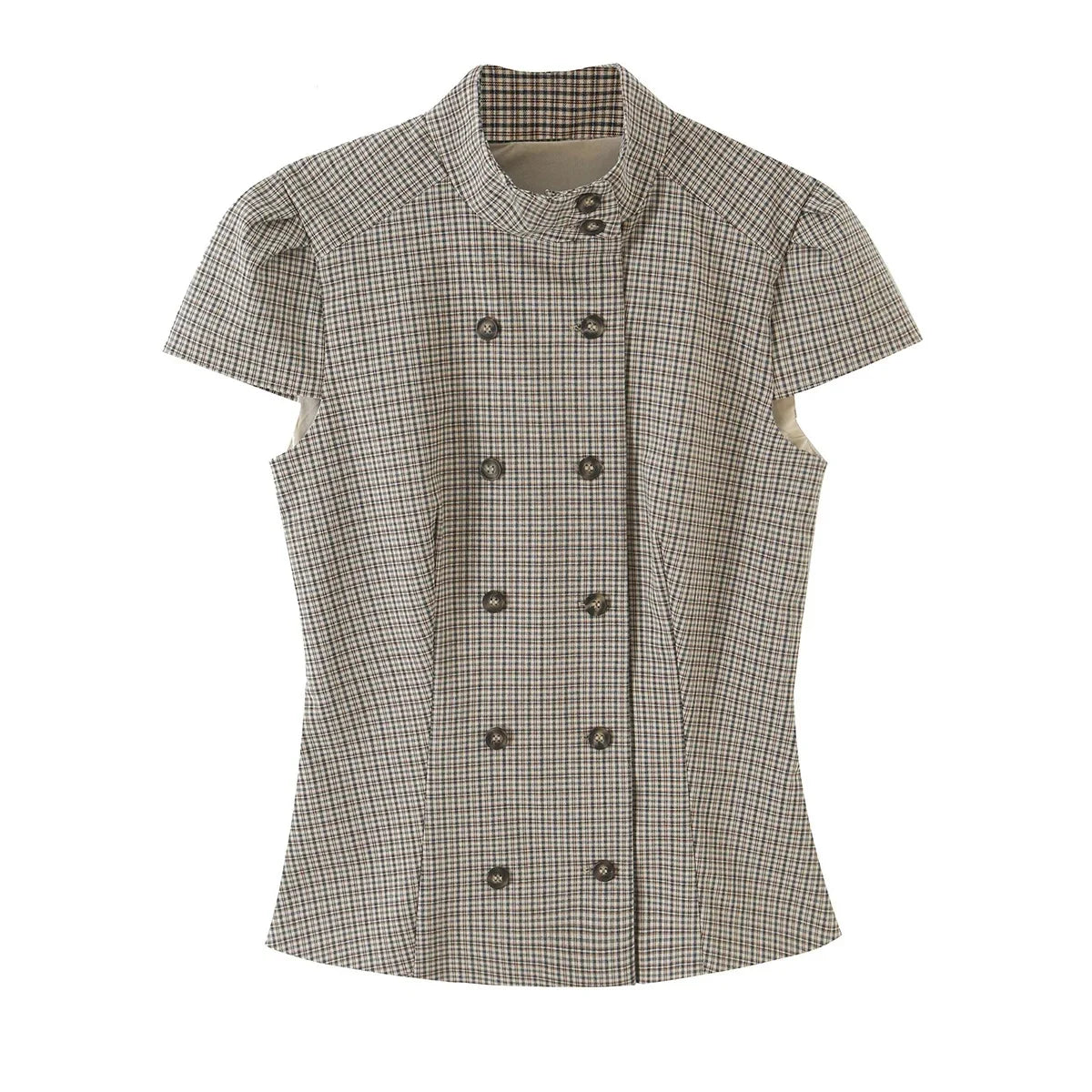 Vintage Striped Double-Breasted Top