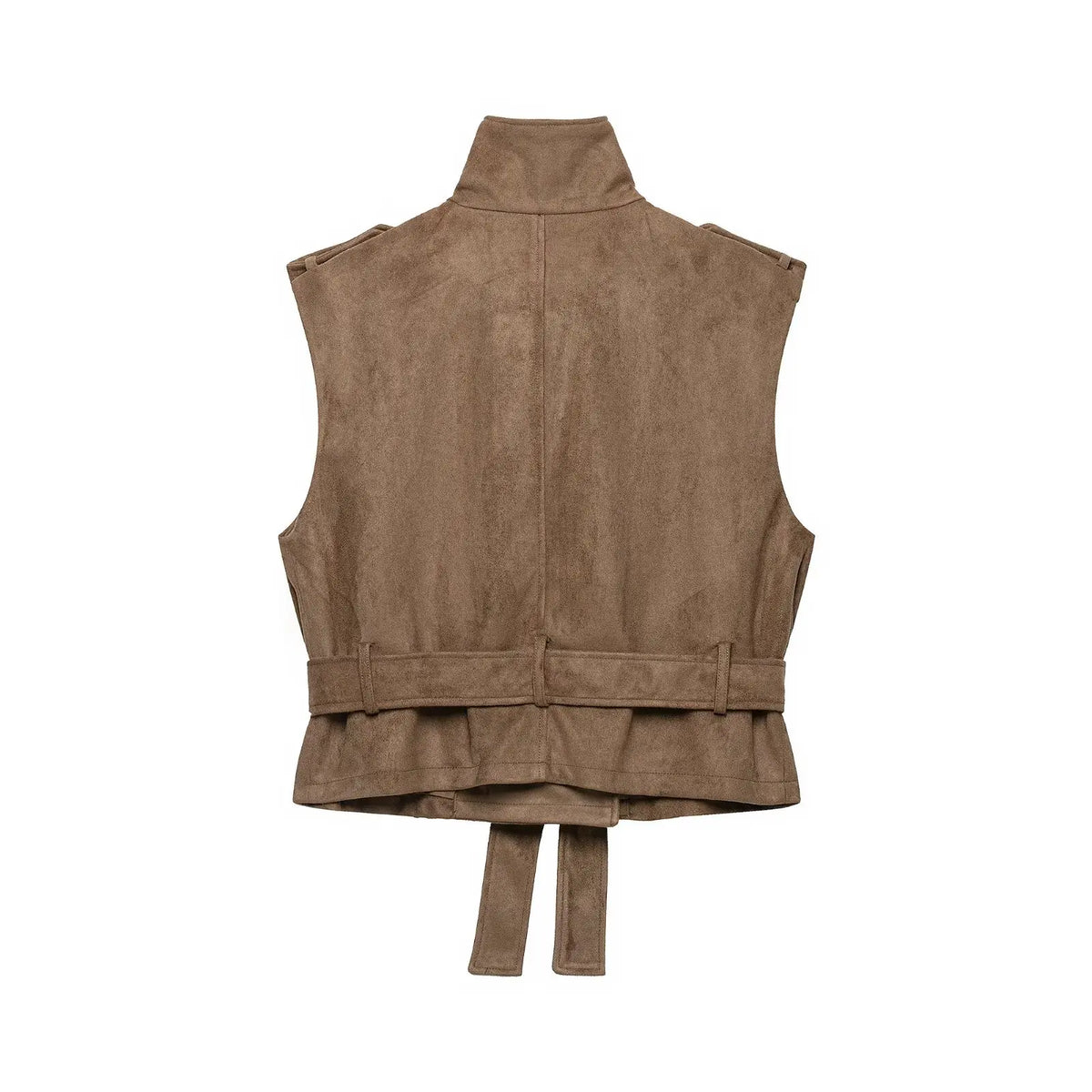 Vintage Faux Suede Belted Cropped Vest